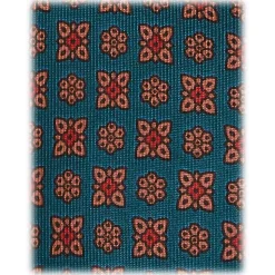 Viola Milano - Artisan Floral Handprinted Untipped Silk Tie - Green - Handmade in Italy - Luxury Exclusive Collection - Avvenice