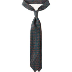 Viola Milano - Artisan Floral Handprinted Untipped Silk Tie - Green - Handmade in Italy - Luxury Exclusive Collection - Avvenice