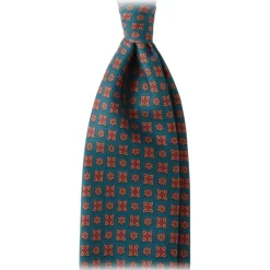 Viola Milano - Artisan Floral Handprinted Ancient Madder Silk Tie - Green - Made in Italy - Luxury Exclusive Collection - Avvenice