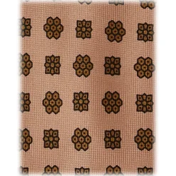 Viola Milano - Artisan Floral Selftipped Silk Tie - Sand/Brown - Handmade in Italy - Luxury Exclusive Collection - Avvenice