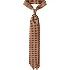Viola Milano - Artisan Floral Selftipped Silk Tie - Sand/Brown - Handmade in Italy - Luxury Exclusive Collection - Avvenice