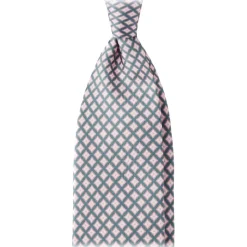Viola Milano - Artisan Pattern Selftipped Silk Tie - Grey/Pink - Handmade in Italy - Luxury Exclusive Collection - Avvenice