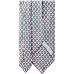 Viola Milano - Artisan Pattern Selftipped Silk Tie - Grey/Pink - Handmade in Italy - Luxury Exclusive Collection - Avvenice