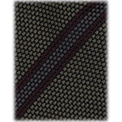 Viola Milano - Artisan Stripe 3-Fold Grenadine Tie - Olive Mix - Handmade in Italy - Luxury Exclusive Collection - Avvenice