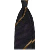Viola Milano - Artisan Stripe 3-Fold Grenadine Tie - Navy/Green Mix - Handmade in Italy - Luxury Exclusive Collection - Avvenice