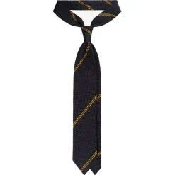 Viola Milano - Artisan Stripe 3-Fold Grenadine Tie - Navy/Green Mix - Handmade in Italy - Luxury Exclusive Collection - Avvenice