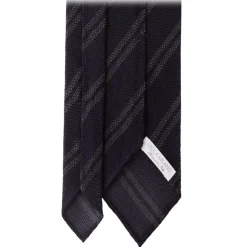 Viola Milano - Artisan Stripe 3-Fold Grenadine Tie - Navy/Grey Mix - Handmade in Italy - Luxury Exclusive Collection - Avvenice
