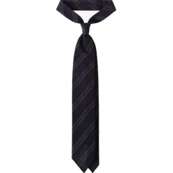 Viola Milano - Artisan Stripe 3-Fold Grenadine Tie - Navy/Grey Mix - Handmade in Italy - Luxury Exclusive Collection - Avvenice