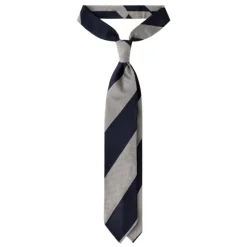 Viola Milano -  Block Stripe 3-fold Grenadine Tie – Navy White - Made in Italy - Luxury Exclusive Collection - Avvenice