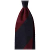 Viola Milano - Block Stripe Handrolled Woven Shantung Tie - Navy/Wine - Handmade in Italy - Luxury Exclusive Collection - Avvenice