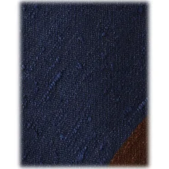 Viola Milano - Block Stripe Handrolled Woven Shantung Tie - Navy/Brown - Handmade in Italy - Luxury Exclusive Collection - Avvenice