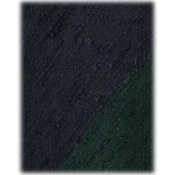 Viola Milano - Block Stripe Handrolled Woven Shantung Tie - Navy/Forest - Handmade in Italy - Luxury Exclusive Collection - Avvenice