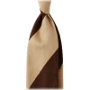 Viola Milano - Block Stripe Handrolled Woven Shantung Tie - Brown/Sand - Handmade in Italy - Luxury Exclusive Collection - Avvenice
