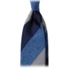 Viola Milano - Block Stripe Woven Silk Jacquard Tie - Denim Mix - Made in Italy - Luxury Exclusive Collection - Avvenice