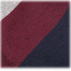 Viola Milano - Block Stripe Handrolled Woven Shantung Tie - Navy Mix - Made in Italy - Luxury Exclusive Collection - Avvenice