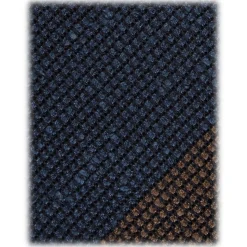 Viola Milano - Block Stripe Woven Grenadine/Shantung Tie - Navy/Brown - Handmade in Italy - Luxury Exclusive Collection - Avvenice