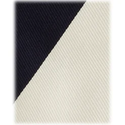 Viola Milano - Block Stripe Handrolled Woven Silk Jacquard Tie - Navy/Ivory - Handmade in Italy - Luxury Exclusive Collection - Avvenice