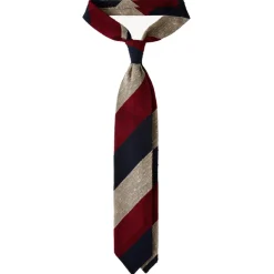 Viola Milano - Block Stripe Woven Grenadine/Shantung Tie - Natural Mix - Handmade in Italy - Luxury Exclusive Collection - Avvenice