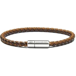 Viola Milano - Braided Genuine Italian Leather Bracelet - Brown/Cola - Handmade in Italy - Luxury Exclusive Collection - Avvenice