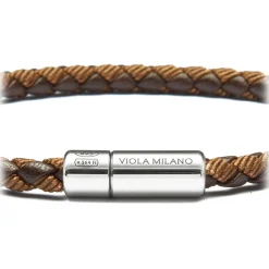 Viola Milano - Braided Genuine Italian Leather Bracelet - Brown/Cola - Handmade in Italy - Luxury Exclusive Collection - Avvenice
