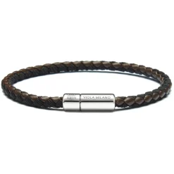 Viola Milano - Braided Genuine Italian Leather Bracelet - Brown/Black - Handmade in Italy - Luxury Exclusive Collection - Avvenice