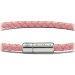 Viola Milano - Braided Italian Leather Bracelet - Pink - Handmade in Italy - Luxury Exclusive Collection - Avvenice