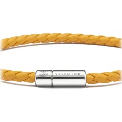 Viola Milano - Braided Italian Leather Bracelet - Mustard - Handmade in Italy - Luxury Exclusive Collection - Avvenice
