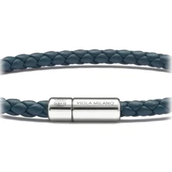 Viola Milano - Braided Italian Leather Bracelet - Sea Blue - Handmade in Italy - Luxury Exclusive Collection - Avvenice
