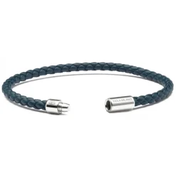 Viola Milano - Braided Italian Leather Bracelet - Sea Blue - Handmade in Italy - Luxury Exclusive Collection - Avvenice