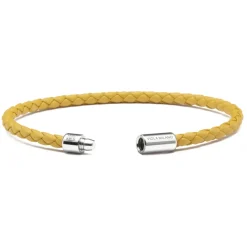 Viola Milano - Braided Italian Leather Bracelet - Yellow - Handmade in Italy - Luxury Exclusive Collection - Avvenice