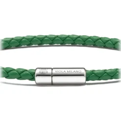 Viola Milano - Braided Italian Leather Bracelet - Green - Handmade in Italy - Luxury Exclusive Collection - Avvenice
