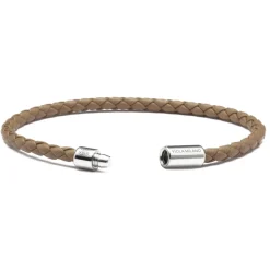 Viola Milano - Braided Italian Leather Bracelet - Taupe - Handmade in Italy - Luxury Exclusive Collection - Avvenice