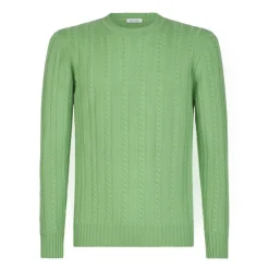 Viola Milano - Cable Knit Lambswool Sweater - Green Apple - Handmade in Italy - Luxury Exclusive Collection - Avvenice