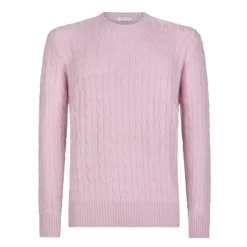 Viola Milano - Cable Knit Loro Piana Cashmere Sweater - Pink - Handmade in Italy - Luxury Exclusive Collection - Avvenice