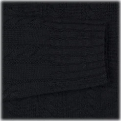 Viola Milano - Cable Knit Lambswool Sweater - Navy - Handmade in Italy - Luxury Exclusive Collection - Avvenice