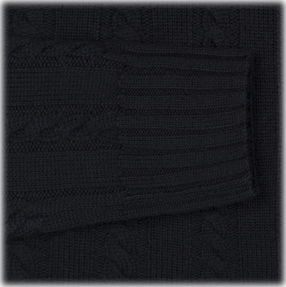 Viola Milano - Cable Knit Lambswool Sweater - Navy - Handmade in Italy - Luxury Exclusive Collection - Avvenice