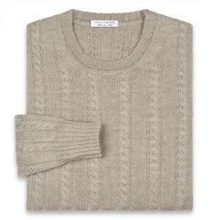 Viola Milano - Cable Knit Lambswool Sweater - Beige - Handmade in Italy - Luxury Exclusive Collection - Avvenice