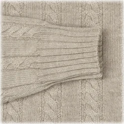 Viola Milano - Cable Knit Lambswool Sweater - Beige - Handmade in Italy - Luxury Exclusive Collection - Avvenice