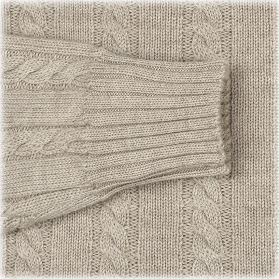 Viola Milano - Cable Knit Lambswool Sweater - Beige - Handmade in Italy - Luxury Exclusive Collection - Avvenice