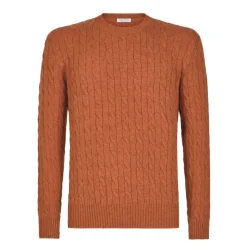 Viola Milano - Cable Knit Loro Piana Cashmere Sweater - Orange - Handmade in Italy - Luxury Exclusive Collection - Avvenice