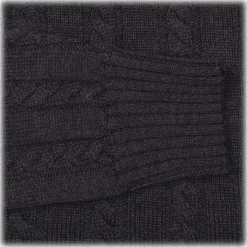 Viola Milano - Cable Knit Lambswool Sweater - Dark Grey - Handmade in Italy - Luxury Exclusive Collection - Avvenice