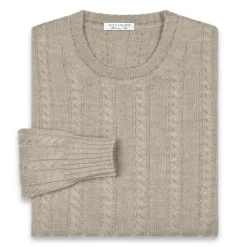 Viola Milano - Cable Knit Loro Piana Cashmere Sweater - Beige - Handmade in Italy - Luxury Exclusive Collection - Avvenice