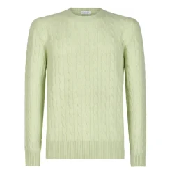 Viola Milano - Cable Knit Loro Piana Cashmere Sweater - Pistasch - Handmade in Italy - Luxury Exclusive Collection - Avvenice