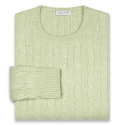 Viola Milano - Cable Knit Loro Piana Cashmere Sweater - Pistasch - Handmade in Italy - Luxury Exclusive Collection - Avvenice
