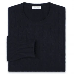 Viola Milano - Cable Knit Loro Piana Cashmere Sweater - Navy - Handmade in Italy - Luxury Exclusive Collection - Avvenice