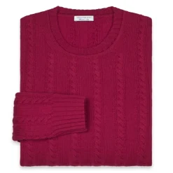 Viola Milano - Cable Knit Lambswool Sweater - Fuschia - Handmade in Italy - Luxury Exclusive Collection - Avvenice