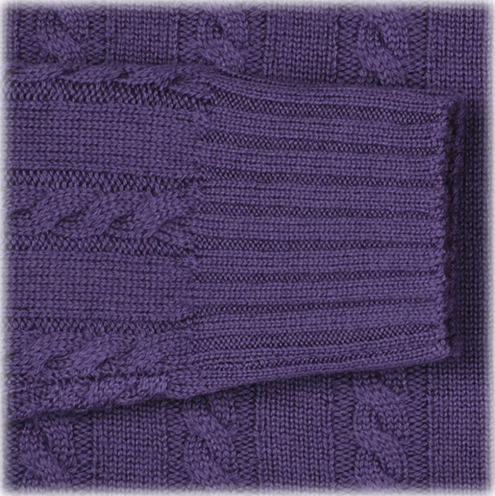 Viola Milano - Cable Knit Lambswool Sweater - Viola - Handmade in Italy - Luxury Exclusive Collection - Avvenice