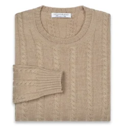 Viola Milano - Cable Knit Lambswool Sweater - Camel - Handmade in Italy - Luxury Exclusive Collection - Avvenice