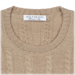 Viola Milano - Cable Knit Lambswool Sweater - Camel - Handmade in Italy - Luxury Exclusive Collection - Avvenice