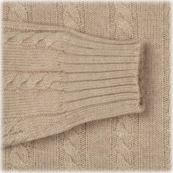 Viola Milano - Cable Knit Lambswool Sweater - Camel - Handmade in Italy - Luxury Exclusive Collection - Avvenice